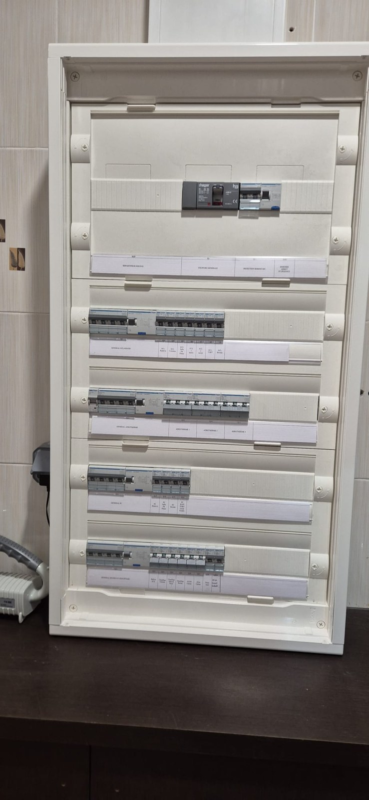 Tableau Hager 5 rangées